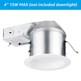 TORCHSTAR 8-Pack 4 Inch Remodel Recessed Lighting Housing, Shallow Type IC Rated Air Tight 120-277V Can, Max 15W Compatible, TP24 Connector, ETL Certified, Damp Location Available