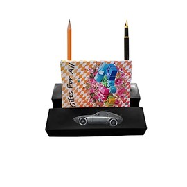 German sport 928 ref191 BLACK desk office tidy stores business cards pens pencil holder paper weight