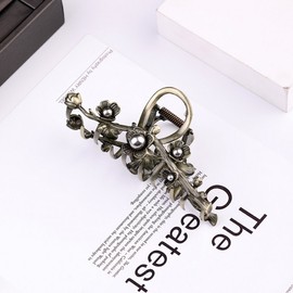 Creative Antique Bronze Pearl Flower Automatic Hair Clip for Updos & Half-Up Styles Hairpin 20ea