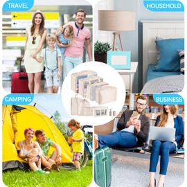 Jsdoin Packing Cubes for Suitcase,9PCS Travel Luggage Packing Organizers for Backpack, Waterproof Travel Essentials Bag, Travel Accessories(Beige)