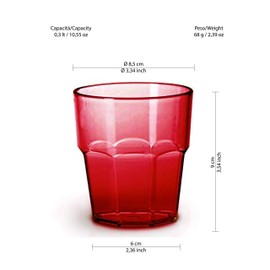 omada Design 6 Glasses of 10,55 OZ for Your Long Drink, 3,54 inch high, shatterproof, Octagonal Stackable and Dishwasher-Safe, Unglassy Line
