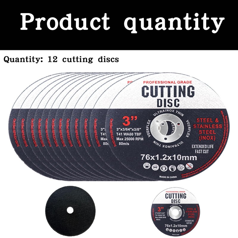 12 Pcs 76mm Cutting Disc, Cutting Discs, Angle Grinder Discs