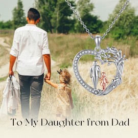 DAYLINLOVE To My Daughter Necklace 925 Sterling Silver Tree of Life Heart Shape Pendant Necklace Father Daughter Jewellery Gift for Women Girls, Sterling Silver, No Gemstone