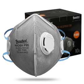 benehal NIOSH-APPROVED P95 Face Masks 10 Pack, Carbon Layer For Odor Reduction, Features Exhalation Valve, Advanced Filter Media For Easy Breathing, Comfortable