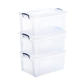 Superio Storage Bins with Lids- Clear Boxes for Organizing, Stackable Plastic Containers- BPA Free, Non-Toxic, Odor Free, Organizer for Home, Office, Dorm, 11 Qt, 3 Pack