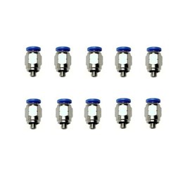 VETLEY Pneumatic PC6-U10 Male Straight Air Hose Connectors 6MM Tube OD x 10-32 Inch UNF Thread Push to Connect Fittings (Pack of 10)