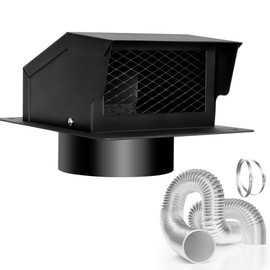 LTSEAME 6 Inch Roof Vent Kit, Removable Roof Vent, Bathroom Exhaust Roof Vent for Dryer, 6 Inch Galvanized Steel with Damper,5FT Aluminum Ducting and Duct Clamps (6IN)