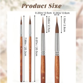 Hpmjz 2 PCS Watercolor Brushes Professional, Extended Needle Point Brushes with Synthetic Extra Long Tip for Artists Fine Detailing Watercolor Acrylic Gouache Inks Painting