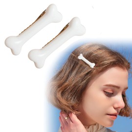 2Pcs White Dog Bone Hair Clips Hairpins Barrette,Punk Personality Women Lovely Hair Band Decoration Design Headwear，Hair Clips，Clips and Barrettes