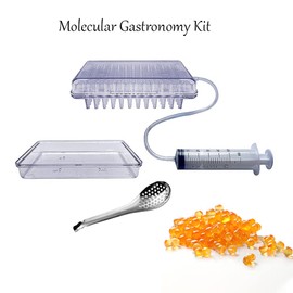 New Molecular Gastronomy Caviar Maker Kit with Caviar Spoon, 96-Hole Roe Sauce Spherification Kit for Popping Boba Pearl Making