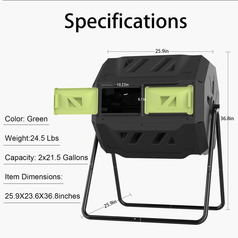 SQUEEZE master Compost Bin 43 Gallon Outdoor Tumbler composters Garden