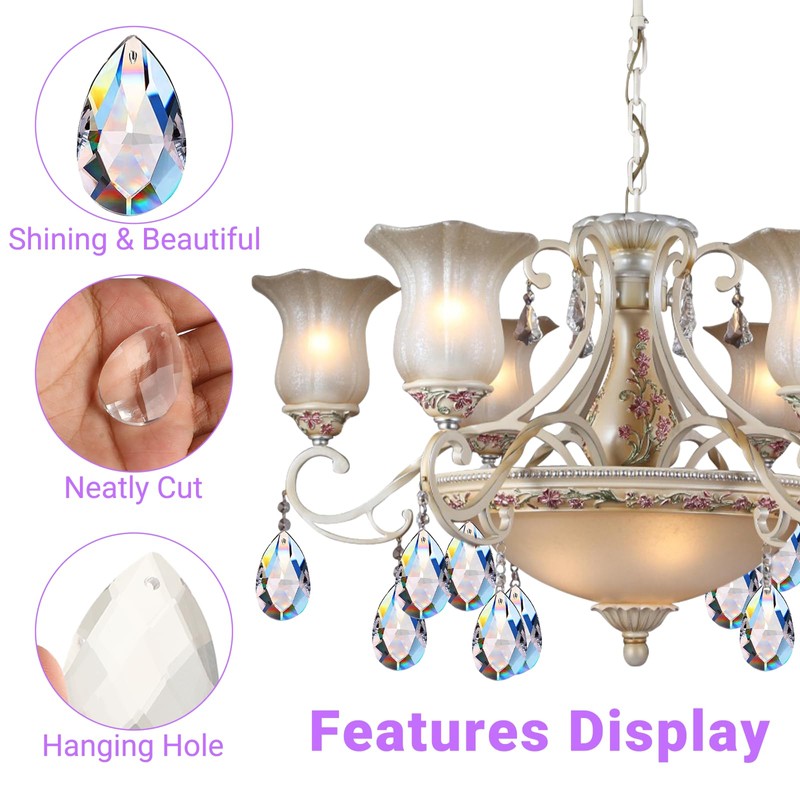 20 Pieces Diamond Shape Hanging Crystals - Suncatcher Crystal, Prism,