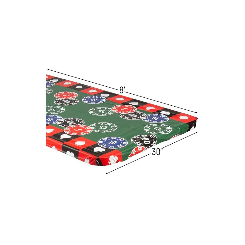 Fun Express 8 Ft. Casino Fitted Rectangle Plastic Tablecloth