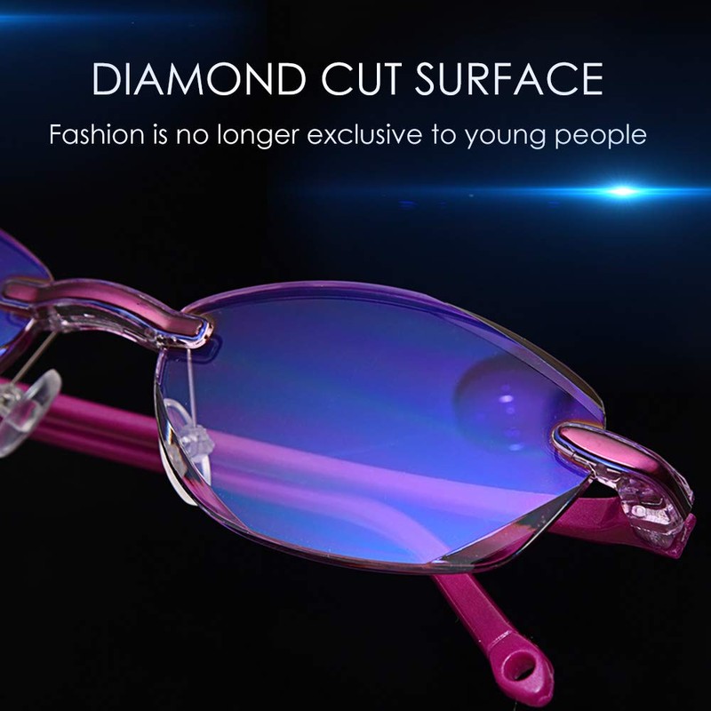 LUFF Reading Glasses Hd Anti-Blue Diamond Cut Edge Frameless Reading