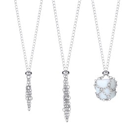 WEWAYSMILE 2 Pieces Crystal Holder Cage, Handmade Crystal Holder Necklace, Stone Necklace Holder, Metal Mesh Stand, Quartz Gemstone Jewellery for Men and Women (Length Approx. 17.2 cm)