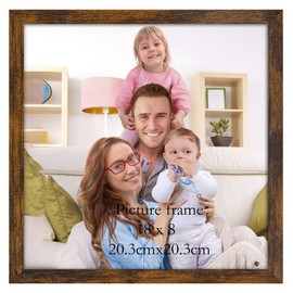 Giftgarden 8x8 Picture Frame Rustic Brown, 8 by 8 Thin Square Photo Frame for Gallery Wall Tabletop Display, Single
