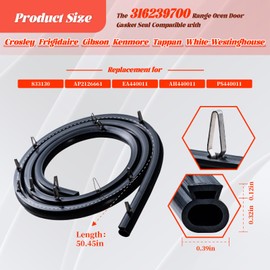 OEM 316239700 Range Oven Door Gasket Seal with 12 Mounting Clips Compatible with Frigidaire Kenmore Ovens FEF303BWA FEF303CWA, Replace 833130 AP2126661 AH440011 EA440011 PS440011