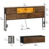 GiftGo King Size Headboard with 4 Fabric Storage Drawers Charging