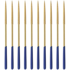 FOCMKEAS 10 PCS Diamond Needle File (3×140mm) 150 Grit Titanium Coated Mini Metal Files Oval Files for Precision Metal File Work Miniature DIY Jewelers/Glass/Ceramic