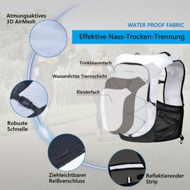 ONDACORE Hydration Backpack 5L Ultralight Trail Running Backpack 210 g, Running Vest Women Men Bicycle Backpack Multifunctional Backpack Running, Marathon, Cycling, Hiking, Trail Running Backpack