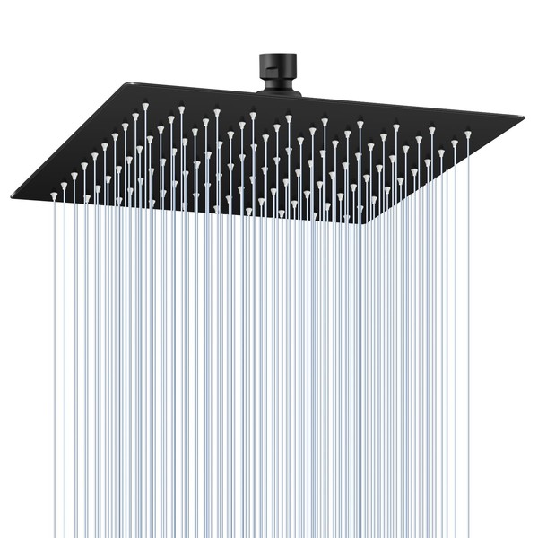10" Matte Black Rain Shower Head - All Metal Stainless
