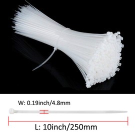 ETOPARS 250 X White 10" Self Locking Nylon Plastic Cable Ties 50 Pounds Strength Width 0.19inch Industrial Wrap Wire Cord Zip Tie Strap Lock