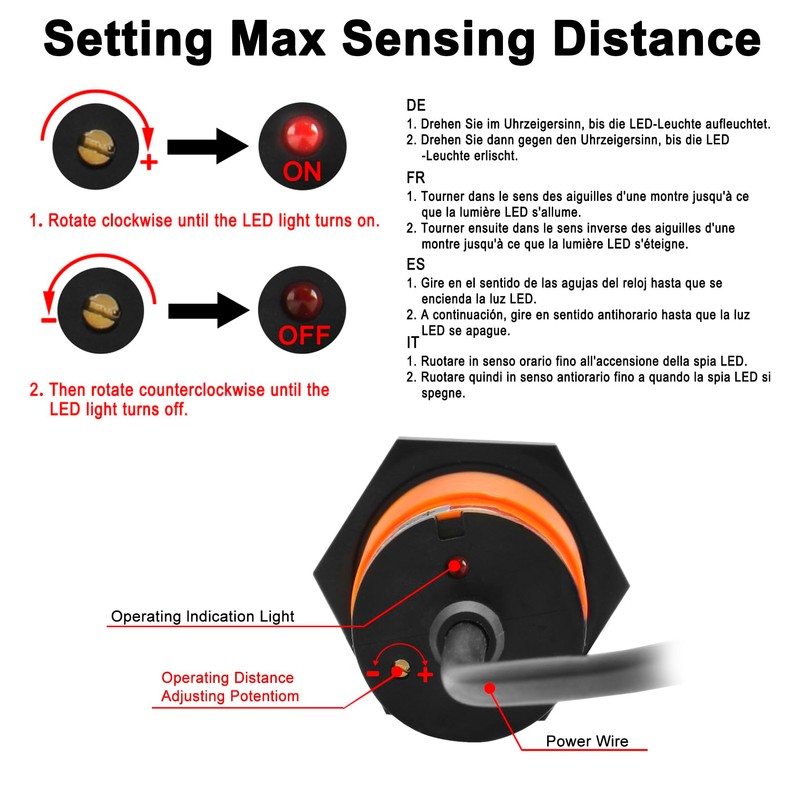 Heschen M30 Capacitive Proximity Sensor Switch,SZC-M30-20DP, Detecting Distance 1-20mm, 10-30VDC