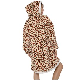 Wearable Animal Blanket Large Oversized Sherpa Comfortable Snuggie for Adults Women, brown