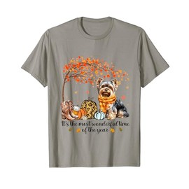It’s The Most Wonderful Time Yorkie Pumpkins Autumn Fall T-Shirt