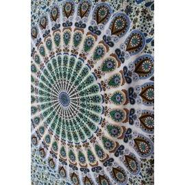 Indian Tapestry,Wall Hanging Bohemian Nature Dorm Room Wall Tapestry, Peacock Tapestry Size 54" X 82"inches (Green)