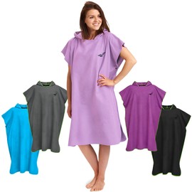 Fit-Flip Changing Robe - Towel Poncho Adult - Microfibre Swim and Surf Poncho - Quick Dry Hooded Towel for Men and Women - size L, Lilac