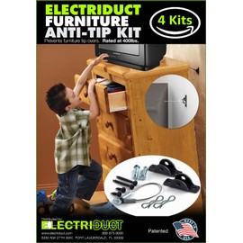 Furniture Anti-Tip Kit - 400 Pound Falling Furniture Prevention Device - 4 Pack