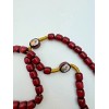 Devotional Saints Corded Wood Rosary - Red with Gold -