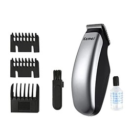 Portable Mini Mens Electric Hair Shaver Grooming Set, Cordless Professional Hair Cutter for Men, Great Beard Trimmer Gift Kit, Stainless Steel Material, Travel Size, Includes 3