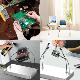 VARKAGE Pack of 10 Third Hand Soldering and 1 Iron Box, Soldering Aid Third Hand, Helping Hand Soldering with Crocodile Clips and Magnetic Base for Board Holder, Electronics, Model Making Accessories