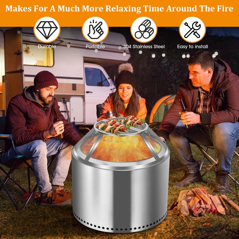 Fire Pit Spark Screen for Solo Stove Bonfire Shield 19.5inch,Stainless