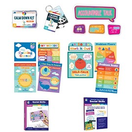 Carson Dellosa 154pc Social Emotional Learning Classroom Bundle, Calm Down Corner Bulletin Board Sets, Social Emotional Learning Workbooks, Posters, and Social Emotional Learning Manipulatives