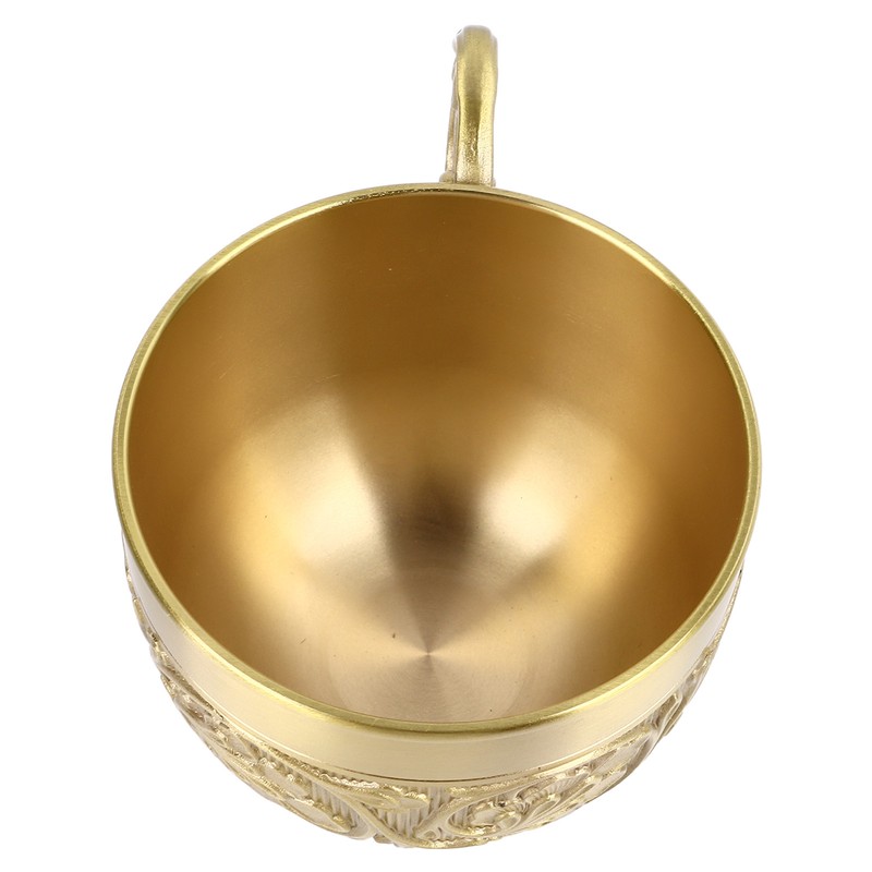 Brass Tea Cup Exquisite Embossed Patterns Retro European Small Coffee