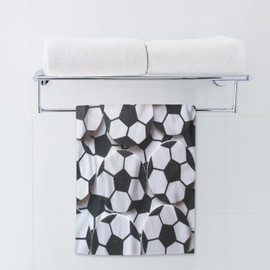 AOYEGO Soccer Ball Figure Hand Towel Black White Football Mosaic Towels Cotton Face Towel Bath Kitchen Decor Set for Women Men Girls Boys 15x30 Inch