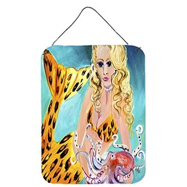 Caroline's Treasures JMK1184DS1216 Teal Mermaid Wall or Door Hanging Prints Aluminum Metal Sign Kitchen Wall Bar Bathroom Plaque Home Decor Front Door Plaque, 12x16, Multicolor