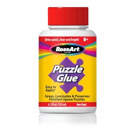 RoseArt Jigsaw Puzzle Glue with Applicator - Saves, Laminates and Preserves Finished Jigsaw Puzzles - Easy to Apply, Dries Quick, Clear & Bright