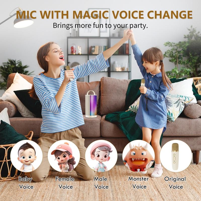 D31-T Karaoke Machine with 2 Wireless Microphones for Adults and