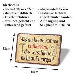 Tin Sign Funny Saying for Wine Connoisseurs - Decorative Metal Sign with Cord and Suction Cup - Side Dish for Wine Gift Set - Retro Vintage Wine Decoration Kitchen Wine Cellar Wine Arbour Wine Bar -