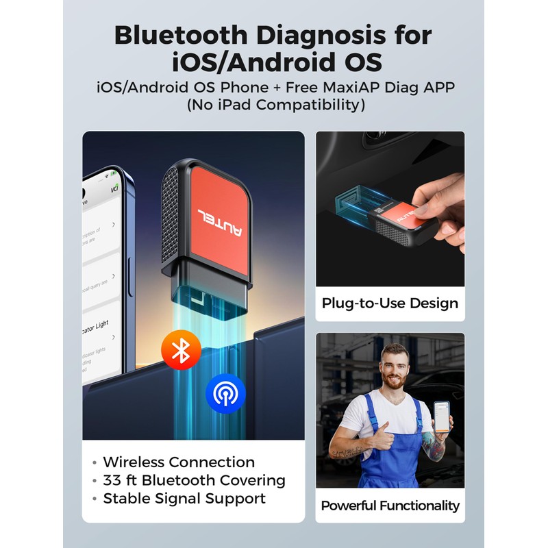 Autel AP2500E Bluetooth Code Reader OBD2 Scanner, Oil Reset, TPMS,