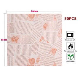 Wax Paper Sheets Sandwich Wrap paper Waterproof Dry Hamburger Paper Basket Liners Wrapping Tissue for Handmade Soap,Cookies and Carmels 50 sheets (English newspaper)