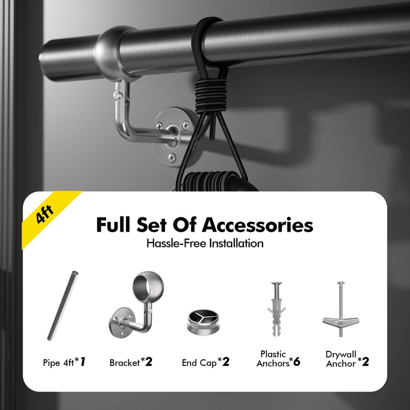 Stair Handrail Kit,4FT Heavy Duty Wall Mounted Railing System 304