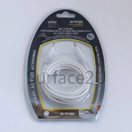 TopZone 2.5mm Mini Stereo Plug Male to Male Speaker Audio Cable Premium Gold P 6' White