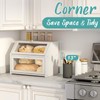 White Large Bread Box for Kitchen Counter, Double Layer Wooden