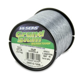 Hi-Seas Grand Slam Monofilament, 12 Pound Test, Smoke Blue, 1/4-Pound Spool