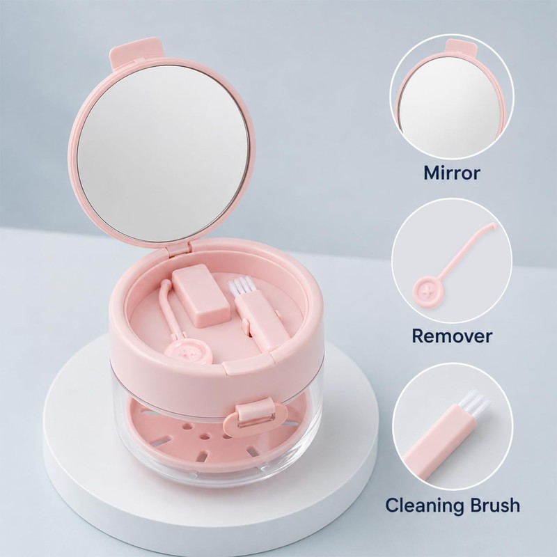Retainer Cleaner Case, Retainer Case for Women Teen Girls, 3-in-1